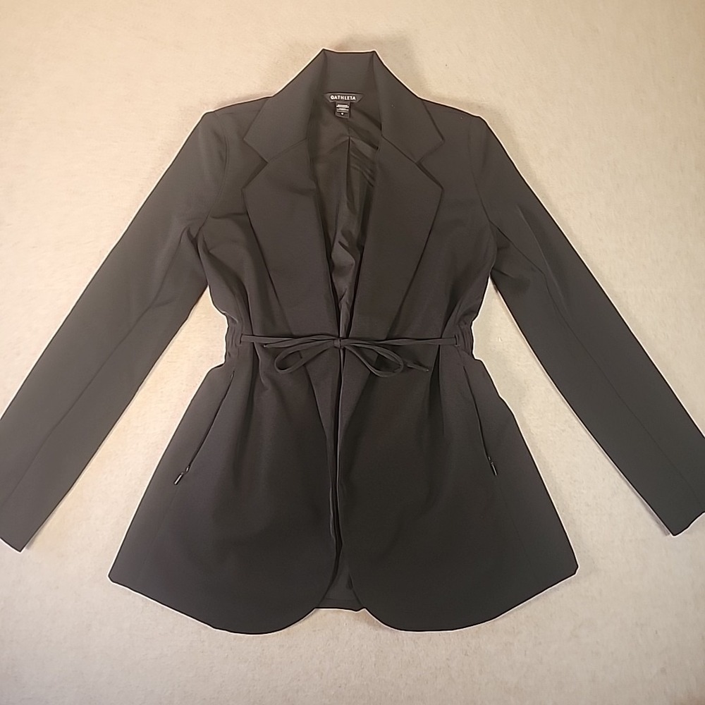 Athleta Black Blazer Jacket Tie Waist Career Office Professional Sz 0 Primatwill